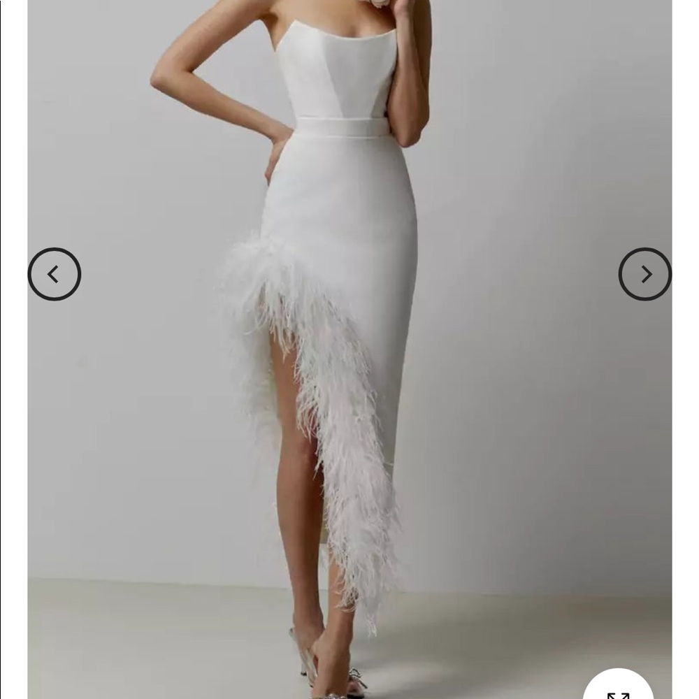 Catchall size small feather strapless white dress